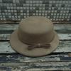 Хаки Зеленый Шерстяной Топ-Шляпа в Стиле Хепберн Женская Осенне-Зимняя Французский Ретро Сладкая Шляпа-Ведро с Бантом Японская