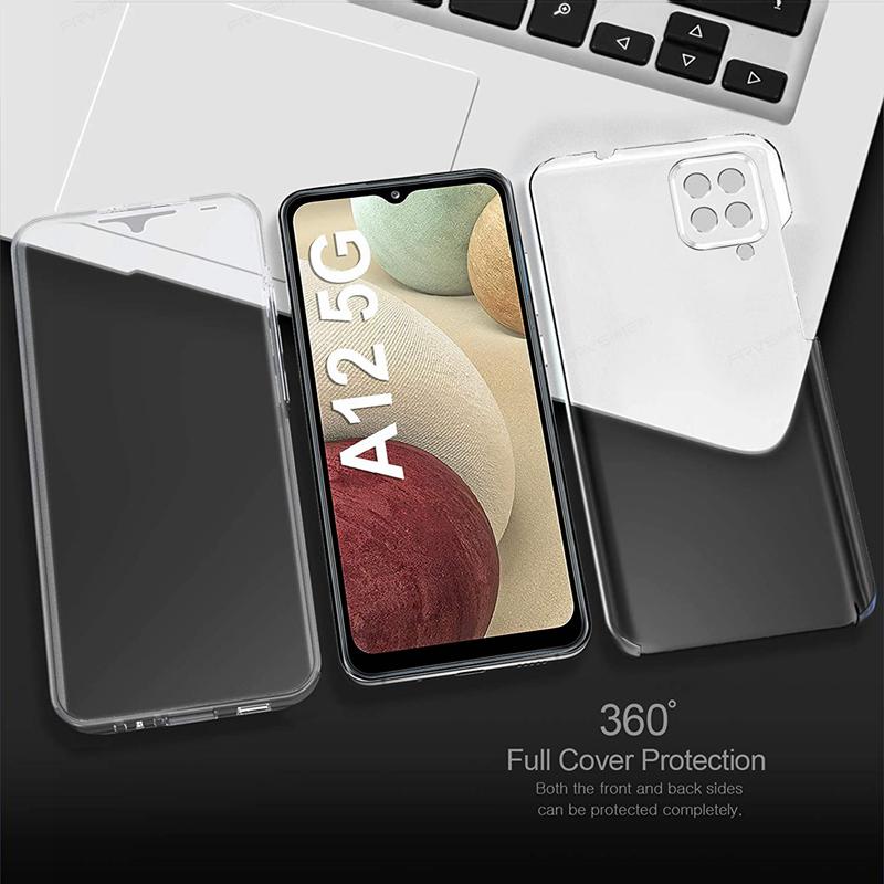 Чехол для телефона с защитой на 360 градусов для Samsung Galaxy A14 A34 A54 A03 A12 A23 4G A32 A72 A52S A22s 5G A13 A33 A53 Жесткий ПК + Мягкий силиконовый прозрачный чехол из ТПУ