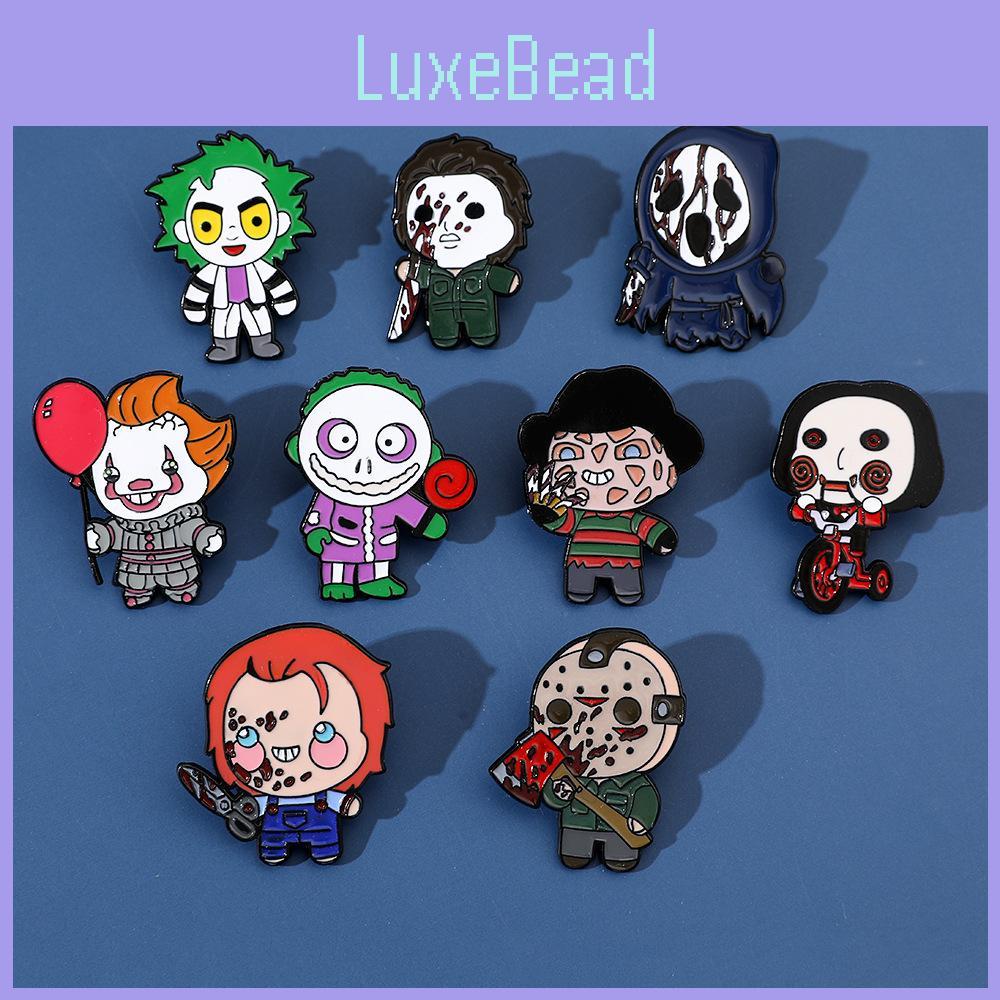 Креативная мультяшная серия Хэллоуин Брошь Страшный темный металлический значок с кричащей бензопилой клоун