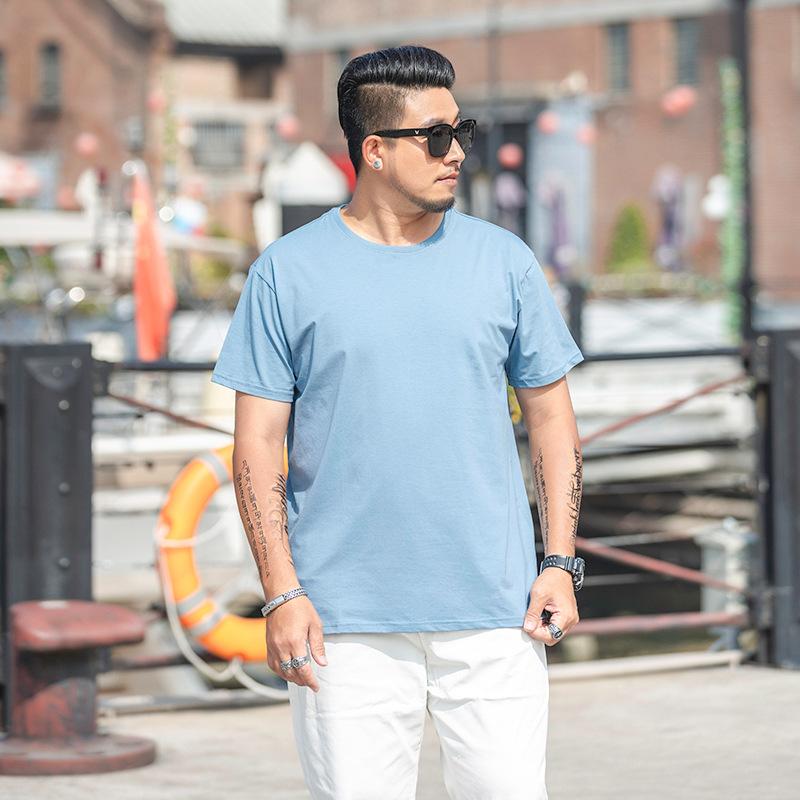 Мужская свободная футболка большого размера M-7XL 8XL Мужская однотонная футболка с круглым вырезом и короткими рукавами