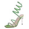 Fashion 2025 New Sexy Snake-shaped Wrapped Strap High Heels Rhinestone Waterproof Fashion Open-toed Sandals