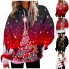 Women's Casual Fashion Christmas Print Long Sleeve Pullover Hooded Top