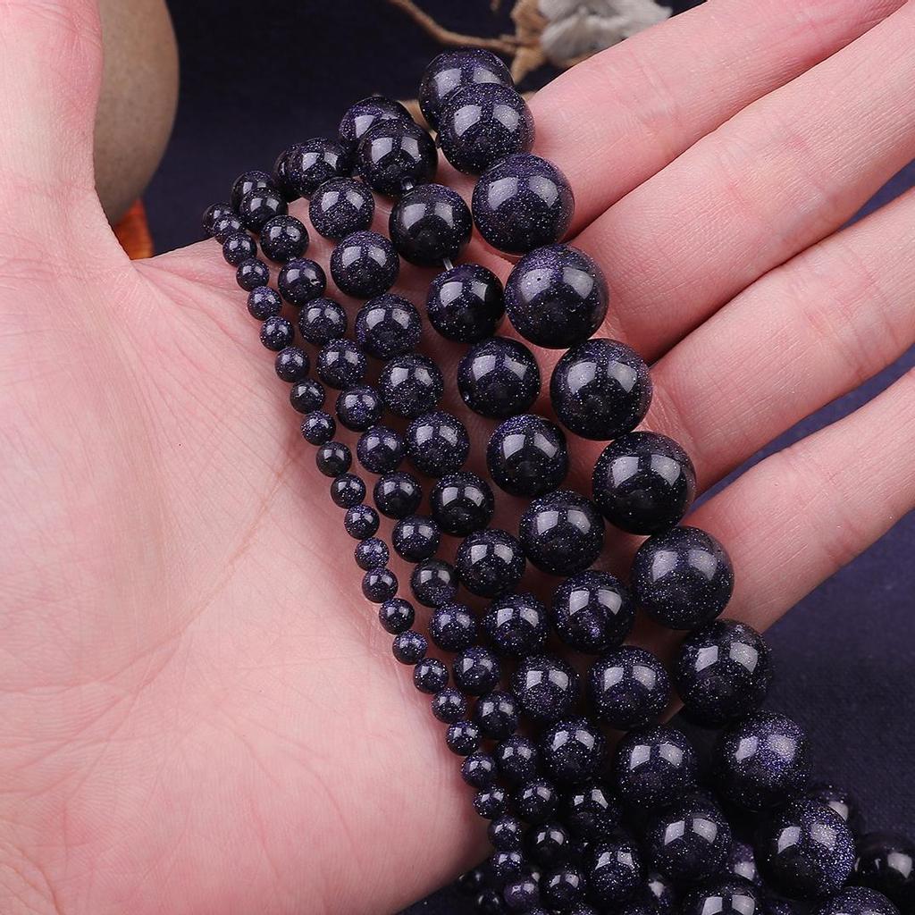 Круглые свободные бусины из натурального камня, синего песчаника, 15 дюймов, прядь 4, 6, 8, 10, 12 мм, размер на выбор для изготовления ювелирных изделий, браслета «сделай сам»