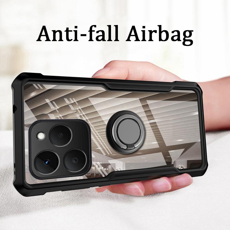 For Realme 15T Case Hard Phone Case Clear Transparent Shockproof Car Navigation Holder Ring for Realme 15T Phone Casing