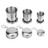 Stainless Steel Folding Cup For Outdoor Travel Retractable Telescopic Collapsible Cups With Keychain