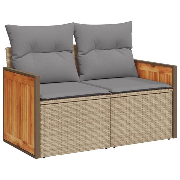 VidaXL Salon de Jardin avec Coussins 12 pcs, Canapés de Terrasse, Ensemble de Meubles de Patio, Mobilier d'Extérieur, Beige 3228194