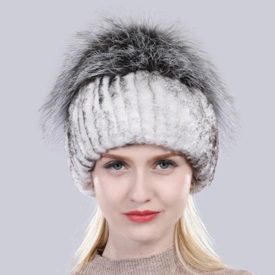 Новая уличная хорошая эластичная шапка из натурального кроличьего меха рекс женская зимняя вязаная шапка из натурального меха чернобурки женская шапка из натурального меха
