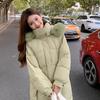 Женская куртка большого размера с меховым воротником, утепленная куртка, длинная стеганая куртка