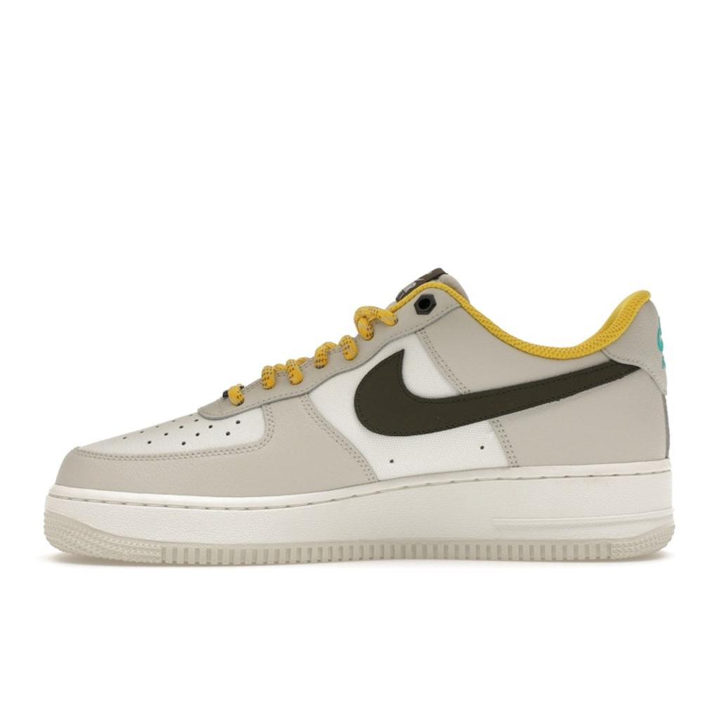 Nike Air Force 1 Low Premium Light Bone Cargo Khaki Мужские кроссовки кремового цвета Summit-White Vivid-Sulfur FV3628-031
