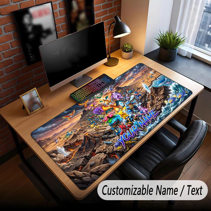 Custom Name Extended Mouse Pad,Pokémon Gaming Desk Mat For Home Office Desktop Decor