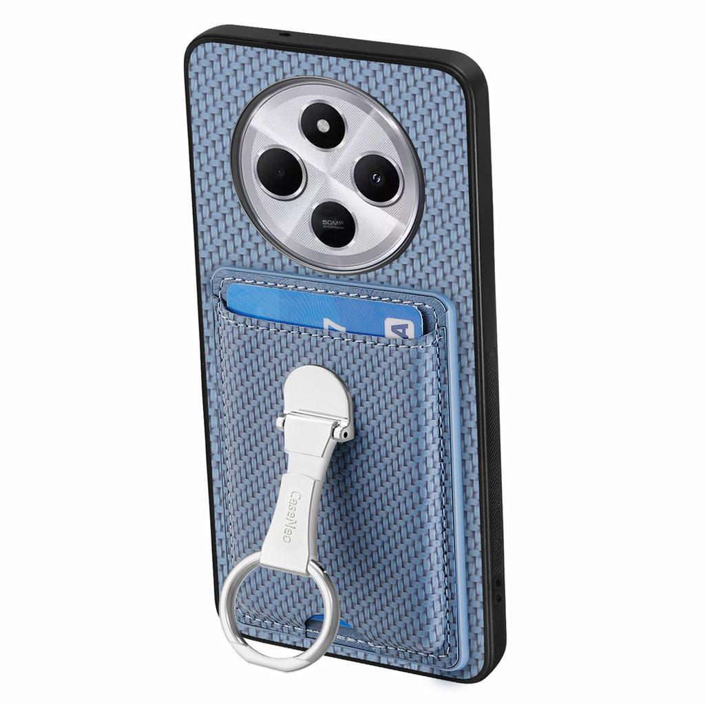 CASENEO C1-9 Phone Case For Xiaomi Redmi 14C 4G/14R 5G/Poco C75 4G Carbon Fiber Texture Leather Back Cover with Card Slots Kickstand