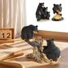 Desktop Black Bear Statue Resin Bear Figurine Artworks Creative Standing Bear Ornament for Living Room Decoration