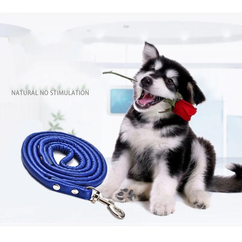 Поводок из искусственной кожи для собак, цепочка, поводки, веревка, крючок для кошек, пряжка для ошейника для мелких животных, шлейка для бега, ходьбы, черного, красного, синего цвета