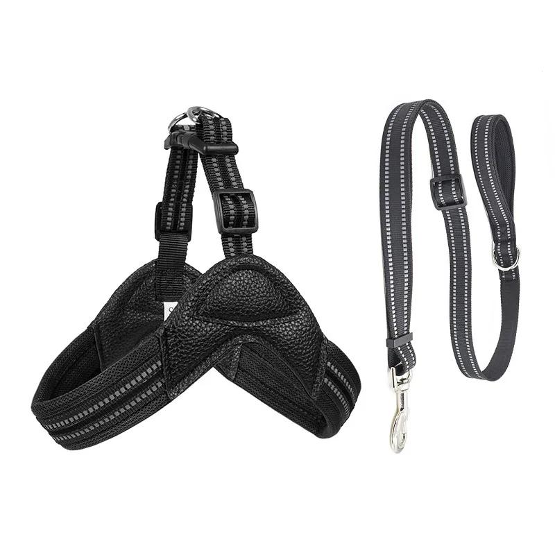 Nylon Breathable Dog Harness Reflective Dog Harness and Leash Set Pet Collar Leash for Dogs Small Medium Large Dog Chest Strap