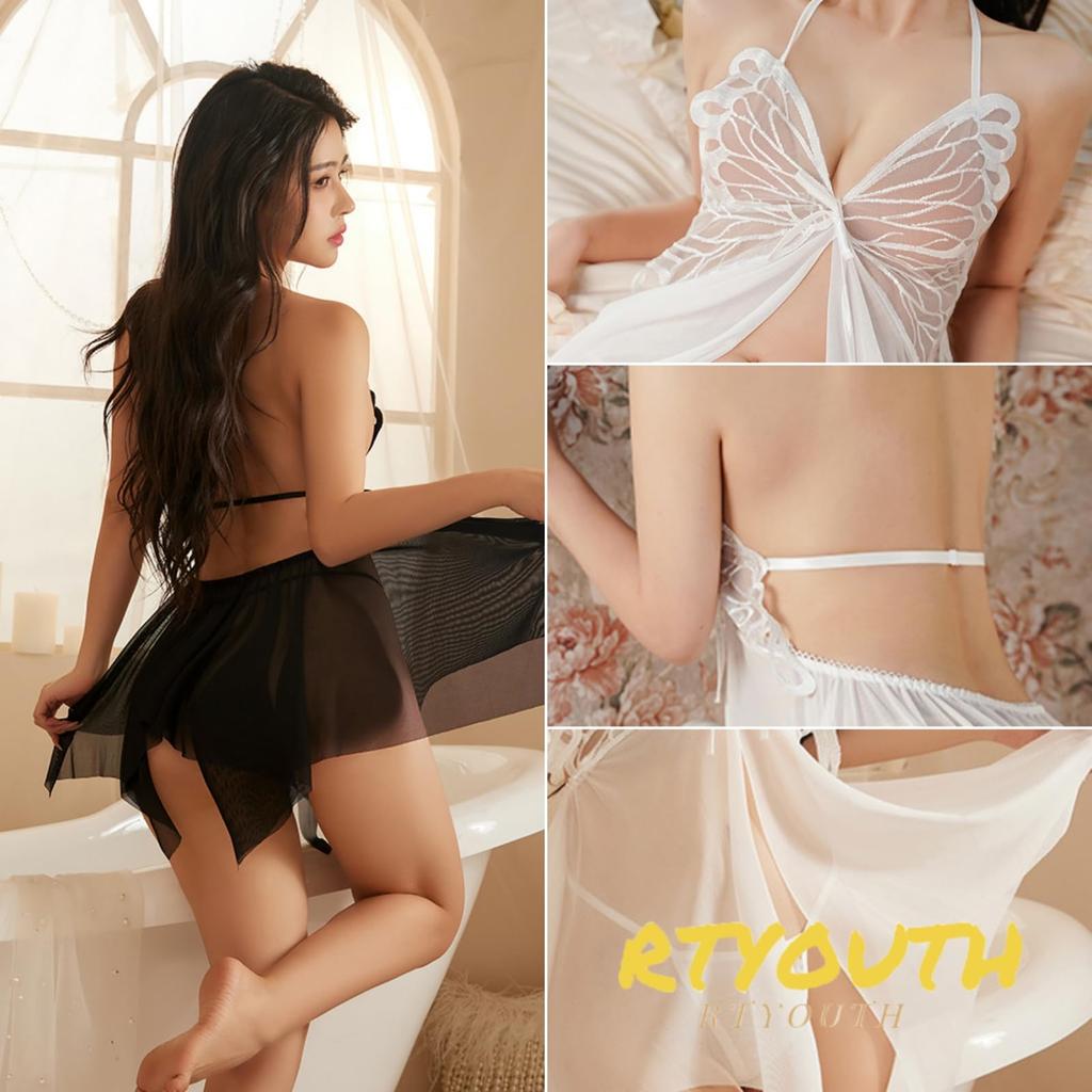 Sexy Large Babydoll Open Erotic Black XL [RTYOUTH] Lingerie, Size, Women's Leotard, Sheer, Chest, Cosplay, Erotic, Extreme, Perforated, Adults,