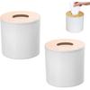 Крышка для коробки с салфетками из 2 предметов, для хранения туалетной бумаги с крышкой, круглая крышка для рулона туалетной бумаги, деревянный диспенсер для туалетной бумаги для ванной комнаты и кухни (Круглый Белый)
