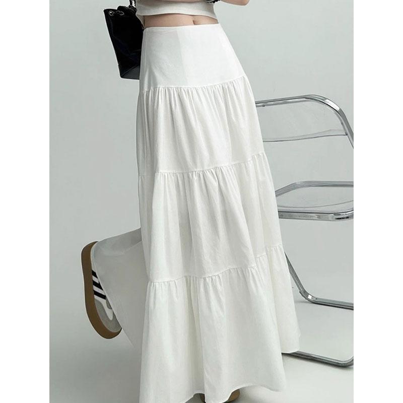 2024 осень Белая юбка y2k с эластичной талией, свободная, средней длины, дизайн для весны и лета, юбка длиной до щиколотки, юбка-фея в корейском стиле