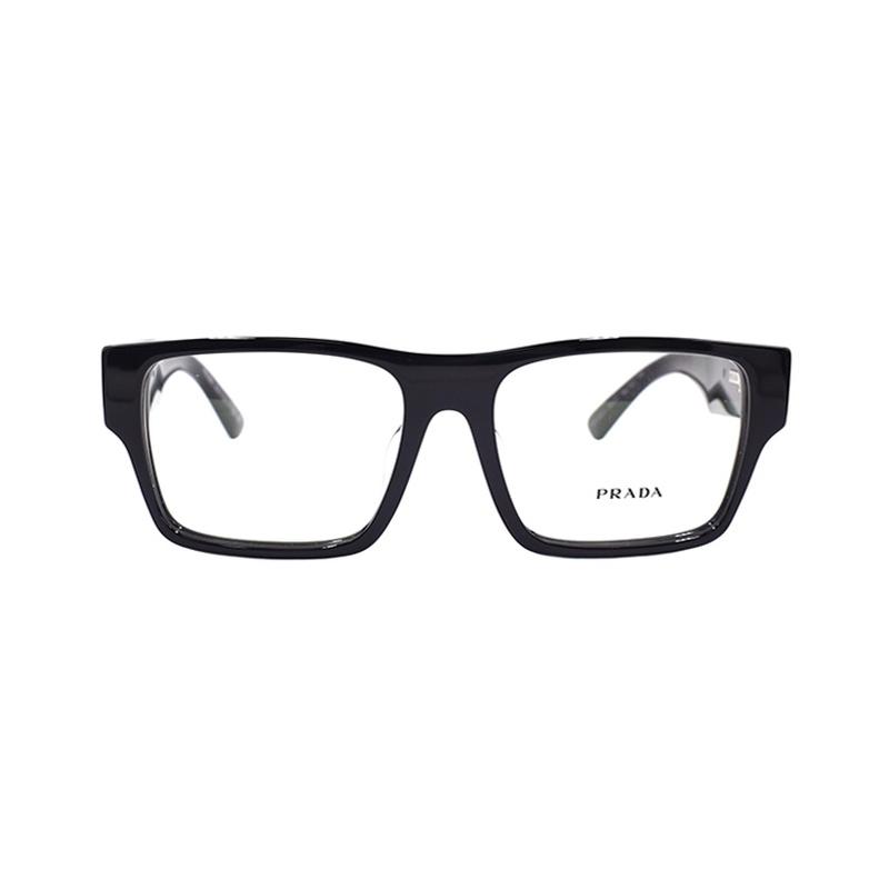 Prada Fashionable business executive version rectangular optical frame men's style Black 55 in original box and bag