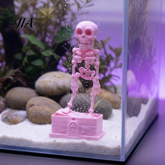 Fish Tank Decoration Dancing Skeleton Aquarium Bubbler, Air Driven Dynamic Ornament, Funny Bubbler Turtle Landscaping with 1m Tube And Suction