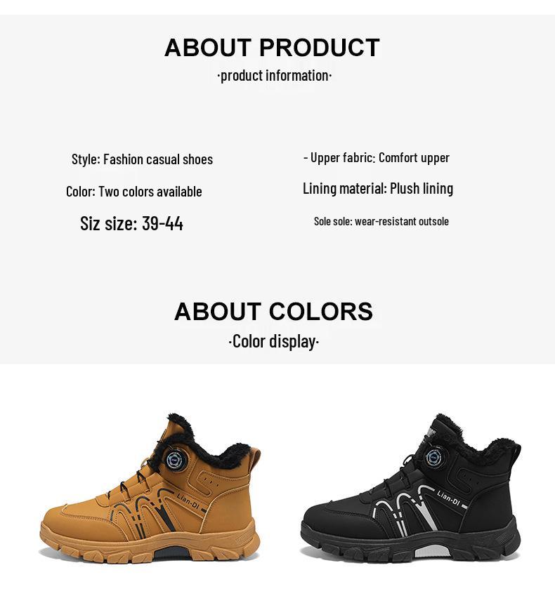 2025 Зимние мужские высокие утепленные хлопковые ботинки с поворотной пряжкой - ботинки Мартин в британском стиле