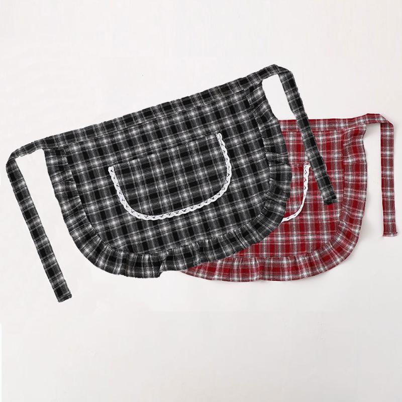 Фартук Клетчатый Квадратный Полуфартук Хлопковый Материал Пятноустойчивый Дышащий Домашняя Кулинария Рабочая Одежда Кухонные Аксессуары