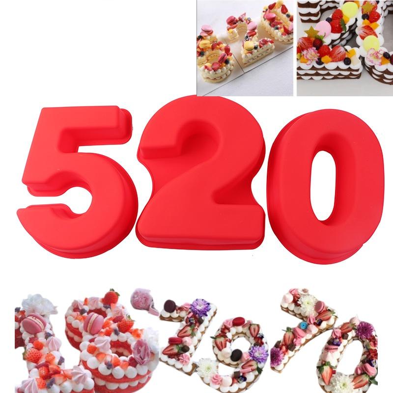 Силиконовые 3D формы для тортов в виде цифр, 10 дюймов, для легкой выпечки на дни рождения и праздники