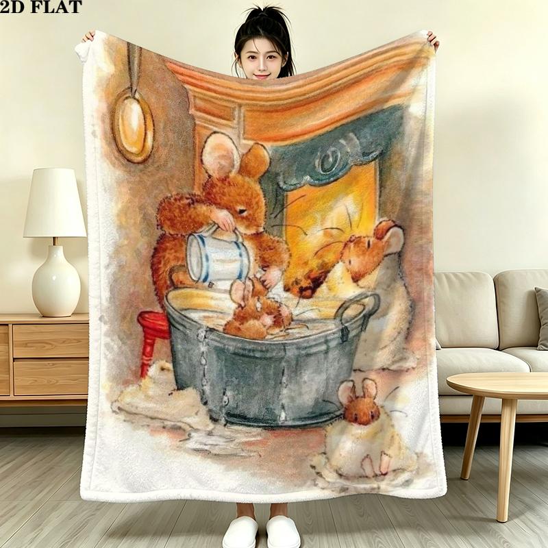 Brambly Hedge Print Flannel Blanket, High quality Comfortable for All Seasons, Home Decor, Warmth and Comfort, Perfect for Christmas Gifts