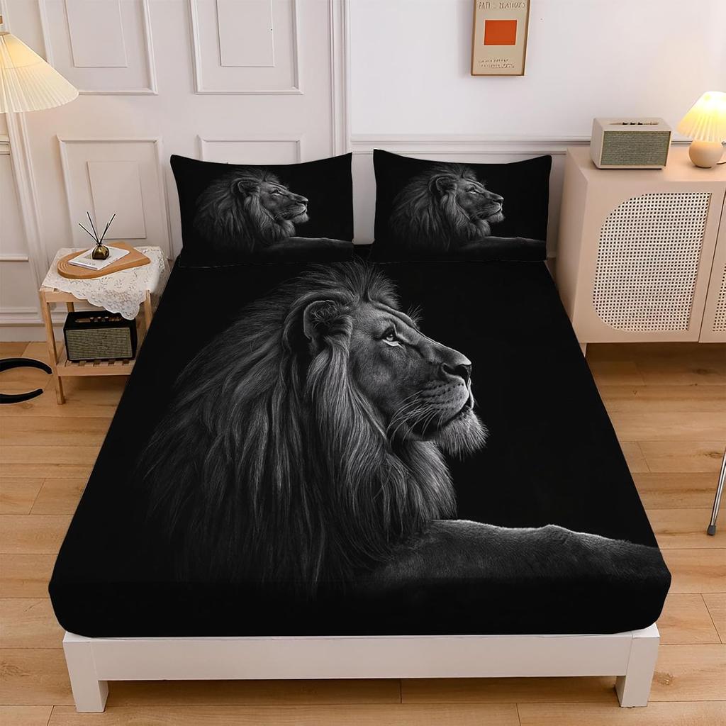 Детский комплект постельного белья с животными, мультяшный комплект простыней с принтом льва, детский для мальчиков и девочек, сафари, зоопарк, простыня на резинке, коллекция для спальни