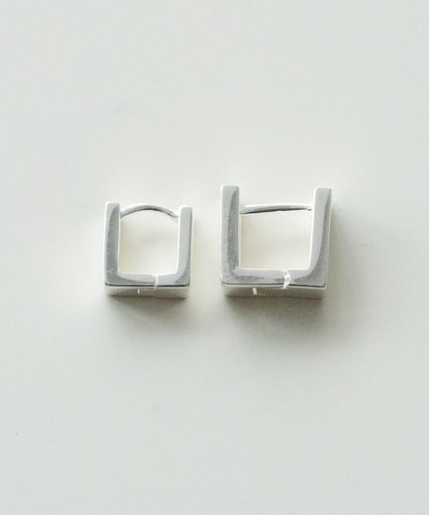 Серебряные серьги-кольца Alleun 925 пробы, квадратные, короткие, с застежкой-щелчком