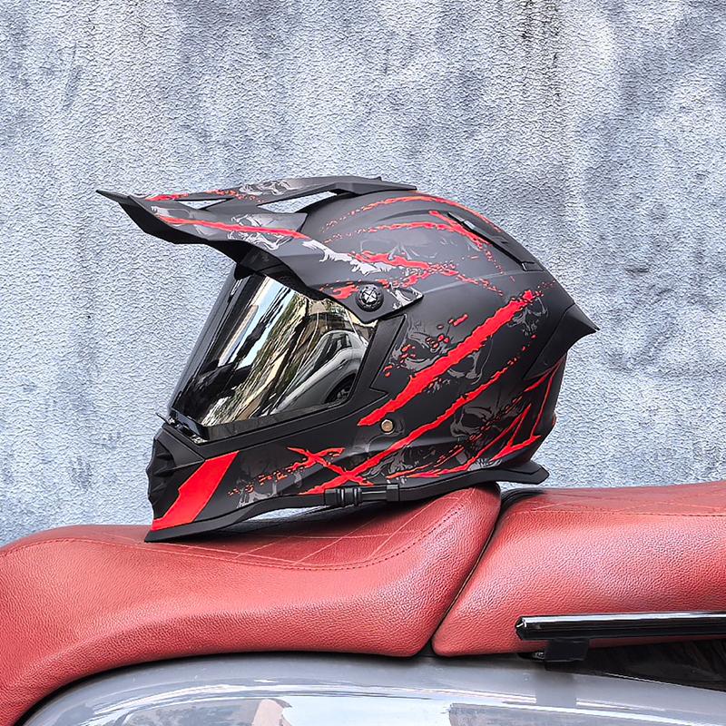 LVS Взрослый шлем для мотокросса фулфейс кросс-шлем с 800 внедорожными шлемами, сертификация DOT, двойной визор, в комплекте