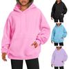 Women Fall Winter Hoodie Thick Hooded Long Sleeves with Big Pocket Plus Size Mid Length Solid Color Loose Elastic Cuffs Drawstring Sport Top