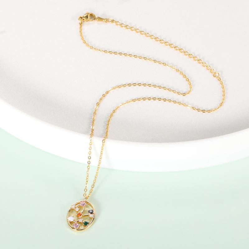 Позолоченные 18-каратные ожерелья со знаками зодиака для девочек и женщин, 12 созвездий, ожерелье с камнем, цветное циркониевое полое ожерелье для влюбленных, изысканные ювелирные изделия, подарки