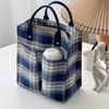 Плотная полиэстеровая сумка-тоут большой вместимости, минималистичный клетчатый узор, застежка-молния, усиленные ручки для работы, покупок и повседневных вещей