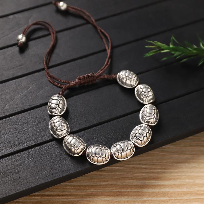 Handwoven Bracelet Retro Silver Copper Coin Small Fish Bracelet Niche Hand Rope Accessories Women
