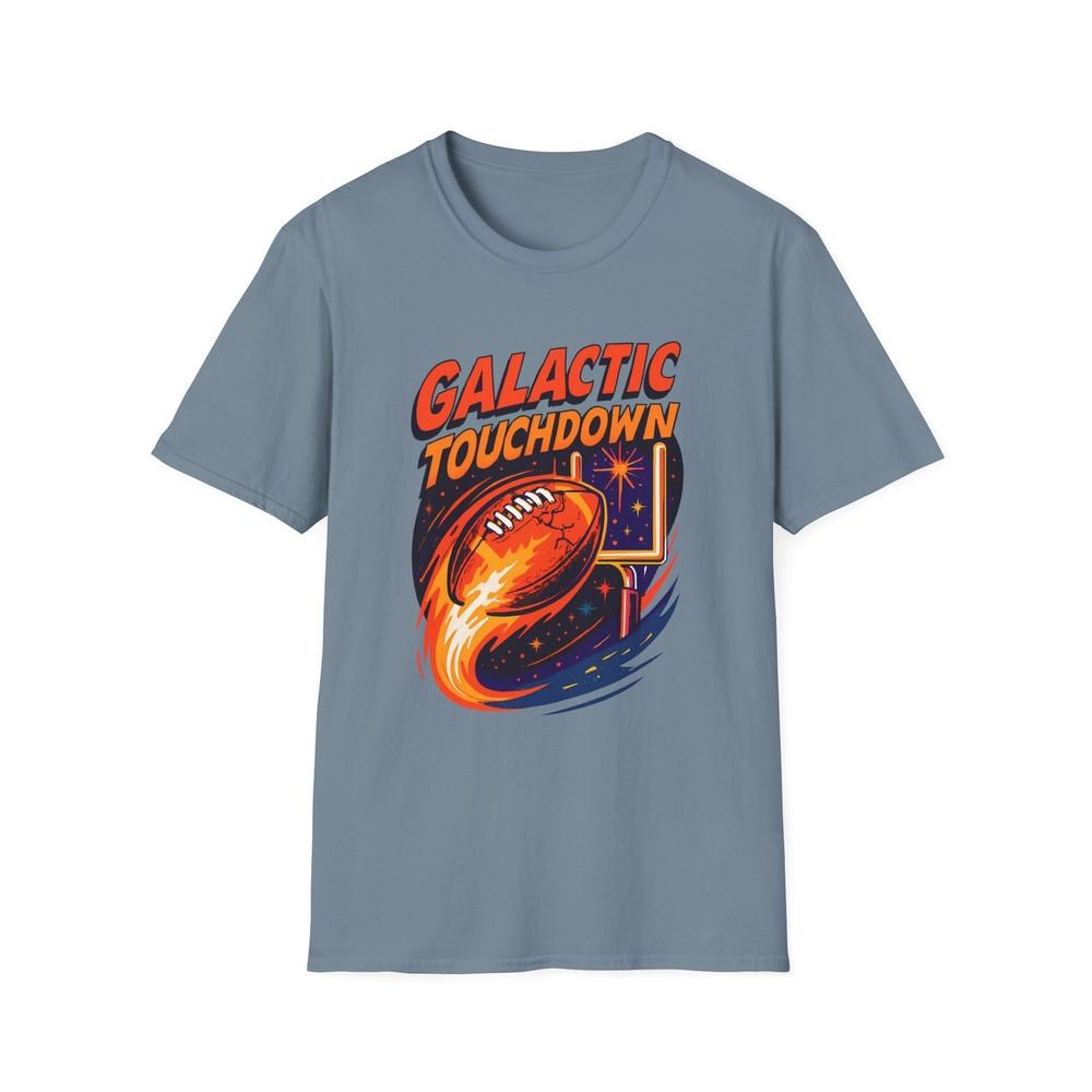 Unisex Softstyle T-Shirt Cosmic Football Neon Goalpost Space Sports Tee