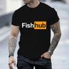 Мужские футболки с принтом Fish Hub, повседневные летние футболки с коротким рукавом, ЧЕРНЫЕ футболки, футболки больших размеров, мужские брендовые футболки, Camiseta
