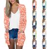 Women's Casual Fashion Floral Print Long Sleeve Mid-Length Cardigan Jacket