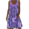 GMXIA Женские модные летние весенние повседневные платья без рукавов с U-образным вырезом и принтом