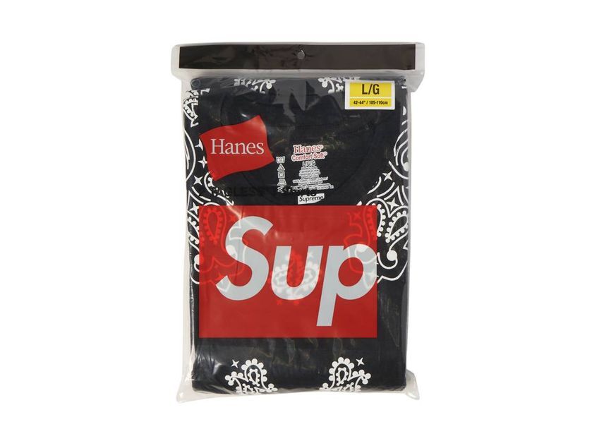 Supreme Футболки Hanes с бандажным принтом без бирки (2 шт.) черный