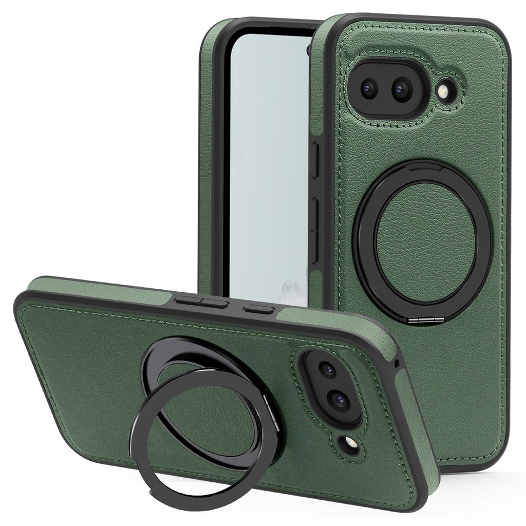 Чехол для Google Pixel 9a с кольцом-подставкой, магнитный чехол, задняя крышка из ПУ-кожи