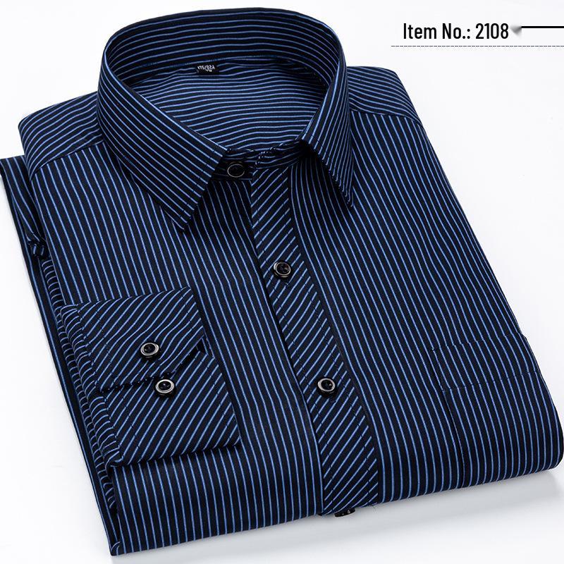 Men's Business Casual Striped Long-Sleeve Shirt - Simple and Fashionable