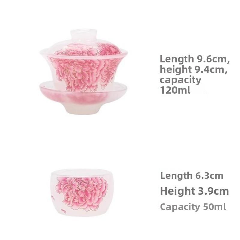 Pink Peony Kung Fu Tea Set Cover Bowl High-grade Anti-scalding Sancai Cover Bowl Light Luxury Tea Brewing Ware Teacup