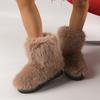 Fashion Winter Women's Fluffy Faux Women's Plush Warm Luxury Shoes Women's Fur Boots Fashion Winter Shoes