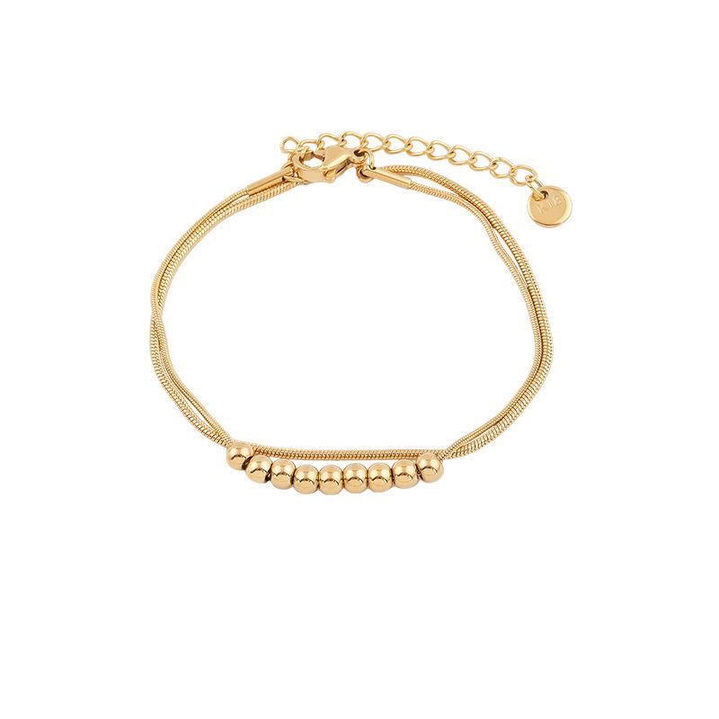 Elegant 18K Gold Titanium Steel Bracelets: European & American Fashion, Non-fading, Women's Versatile Personality Hand Jewelry