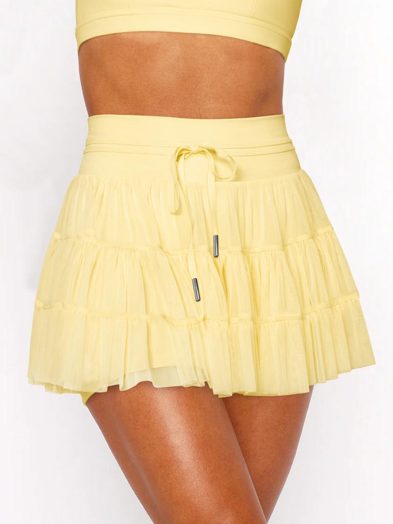 Women's Pleated 2 In 1 Shorts-Skirt Lace Up Anti Exposure Mini Skirt Spring Summer Fitness Tennis Half Skirt