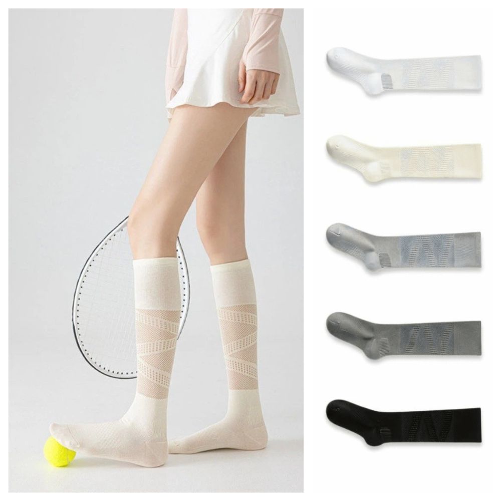 Breathable Mesh Pressure Socks Thin Style Running Socks Lightweight Sports Calf Socks For Women