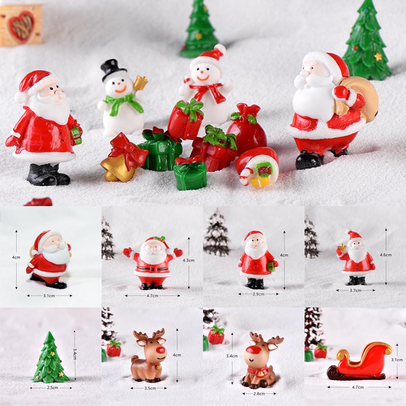 Mini Resin Christmas Decoration Santa Claus Snowman Tree Micro Landscape Model DIY Miniature Garden Figurines Home Decoration