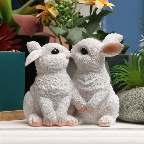 Пасхальный кролик фигурка смола целующийся кролик скульптура маленькая милая статуэтка кролика коллекционные украшения для дома