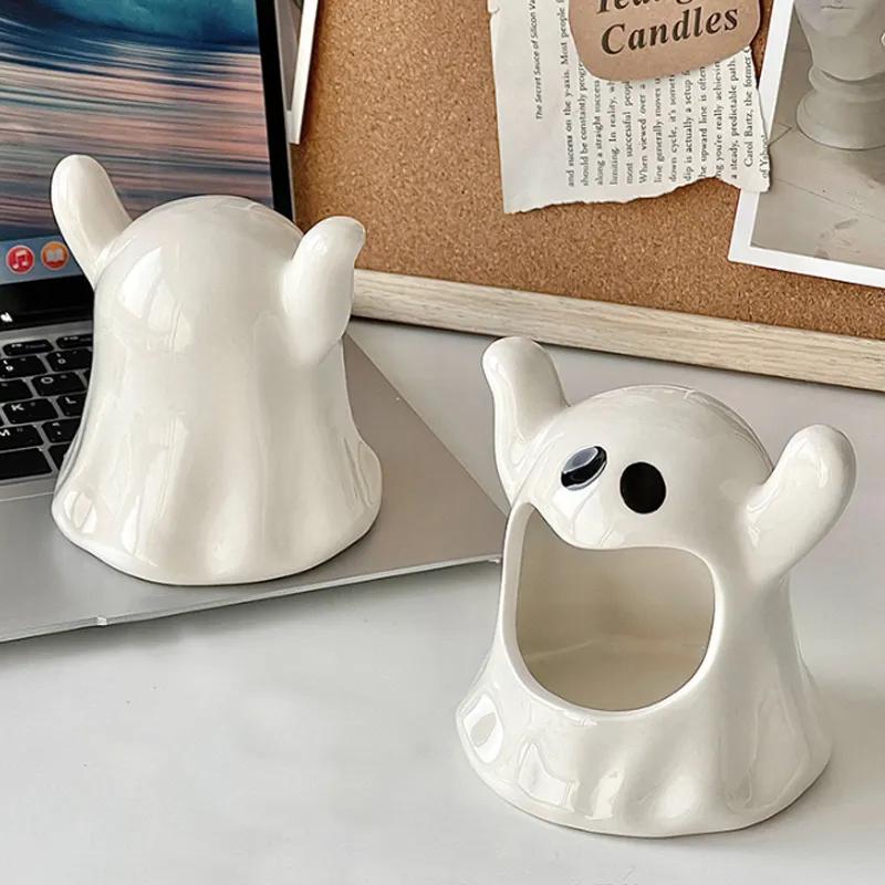 Creative Ghost Ceramic Ashtray Dormitory Home Living Room Gift For Boyfriend Personalized Gifts Cute Home Decor YLE434