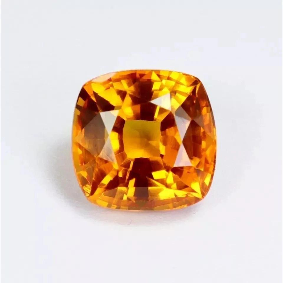 Beautiful Orange Sapphire Ceylon Natural Cushion Cut 6-7 Ct Certified Gemstone